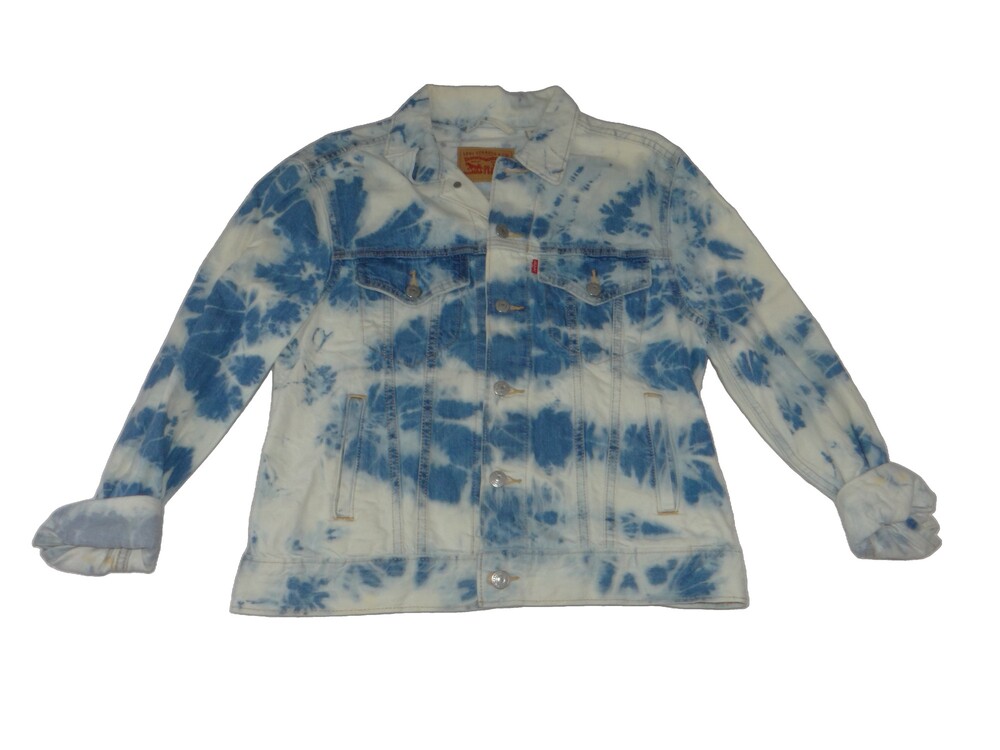 Levi's Tie Dye Denim Jacket Medium Blue Cotton Blend Casual Womens